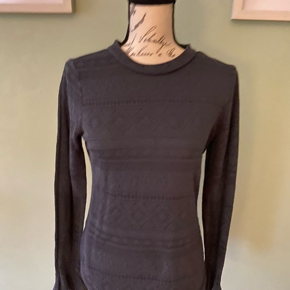 Dark Gray Patterned Long Sleeve Top - Picture 1 of 6